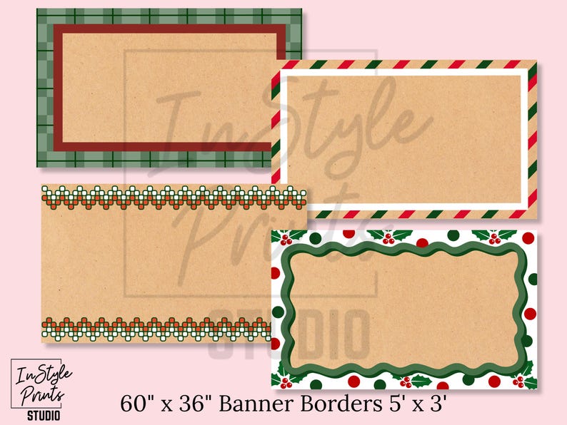 Christmas Banner Border Templates, 20 Editable Canva Designs, Hand ...