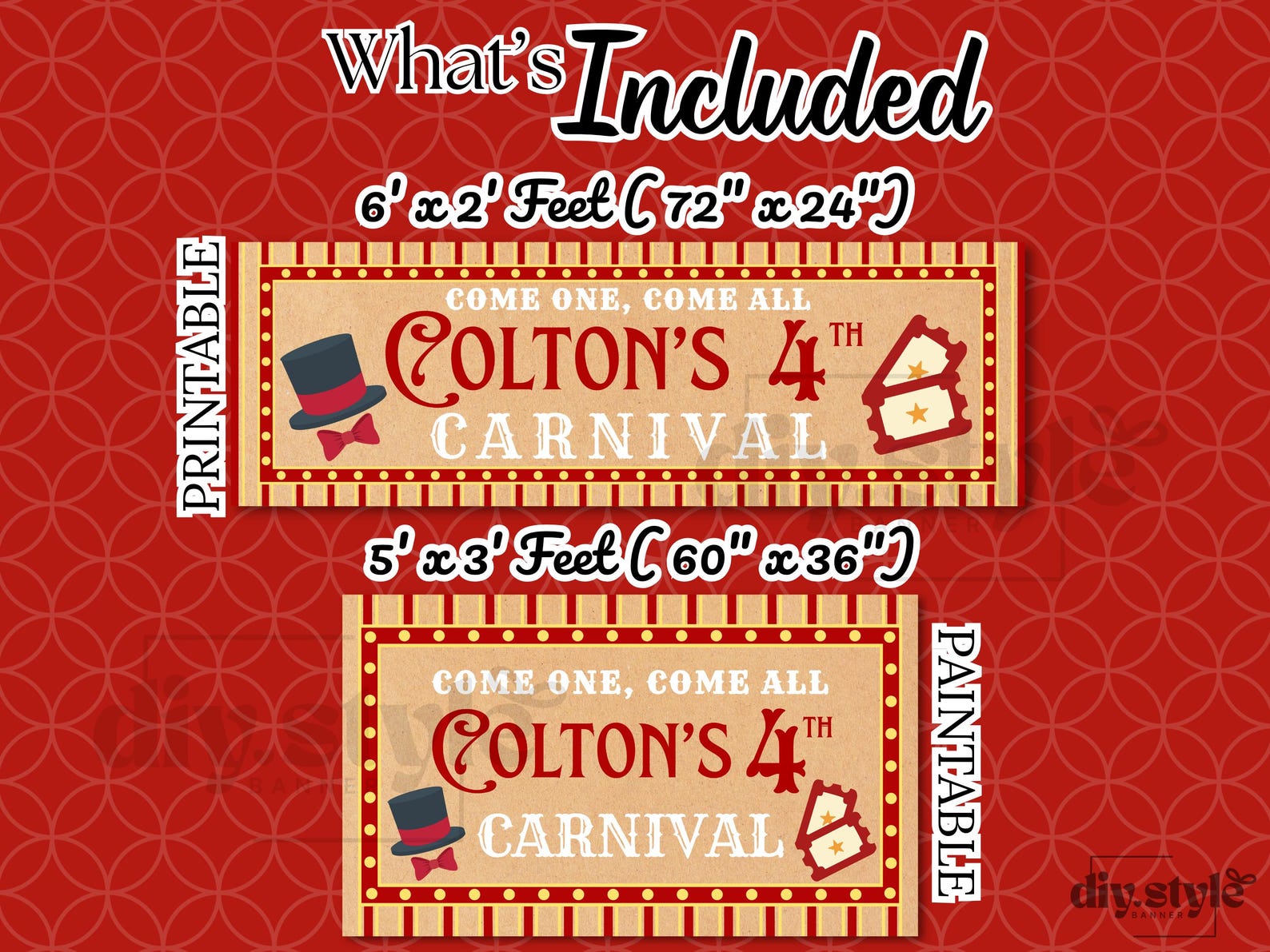 5x3 Sign Carnival Birthday Banner Template | Vintage Circus Party | Editable ...