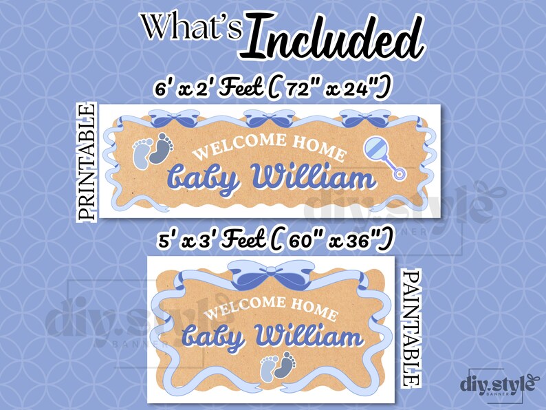 Welcome Home Baby Boy Banner Template | Editable Blue Baby Shower ...