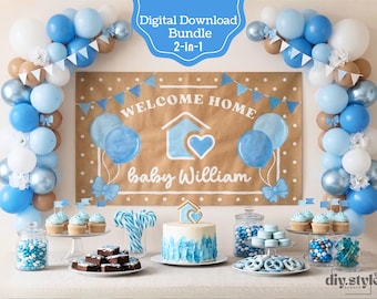 Plantilla de Canva para pancarta de bienvenida al bebé, letrero DIY para fiesta de bienvenida al recién nacido, pancarta para pintar DIY, imprimible para baby shower, paquete de 2 tamaños