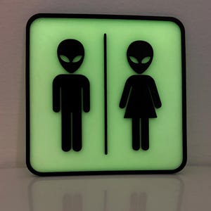UFO Alien badrumsskylt som lyser i mörkret *FRI frakt