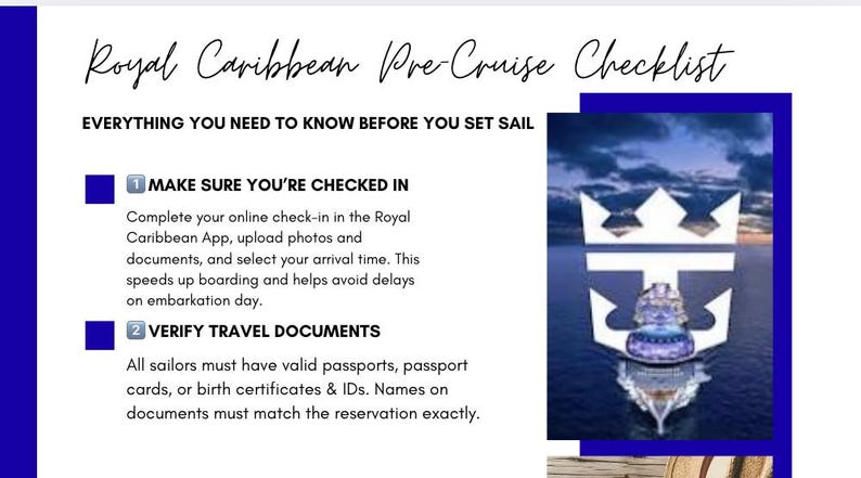 Royal Caribbean Pre-cruise Checklist — Printable Travel Guide | Cruise