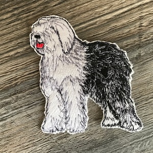 Old English Sheep Dog Embroidery Patch  Iron or Sew on  Clothing Clothes Jacket Coat Sweatshirt Shirt Jeans Bag Rucksack