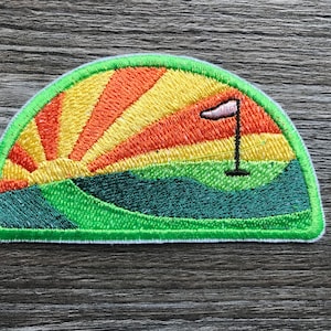 Golf Course Golfer Golfing Embroidery Patch Iron or Sew on Clothing Clothes Jacket Coat Sweatshirt Shirt Golf Bag Rucksack Hat Cap
