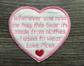Oso de peluche con parche de memoria personalizado