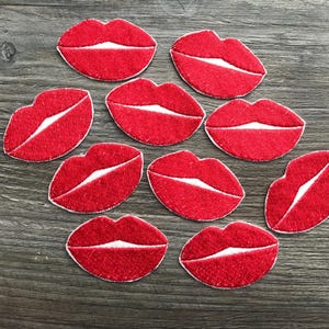 Red Lipstick Kiss Lips Embroidered Kissing Kiss Hot Lips Iron-on sew-on