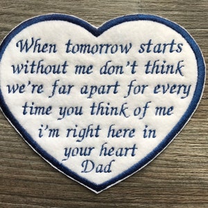 Personalised Heart Shaped Memory Embroidery Patch for a Memory Pillow Cushion or Bear Lovely Keepsake Heart Memories