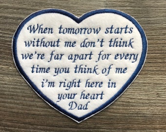 Personalised Heart Shaped Memory Embroidery Patch for a Memory Pillow Cushion or Bear Lovely Keepsake Heart Memories