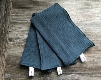 Blue Burping Cloth Shoulder Dribble Bib 100% Soft Muslin Cotton