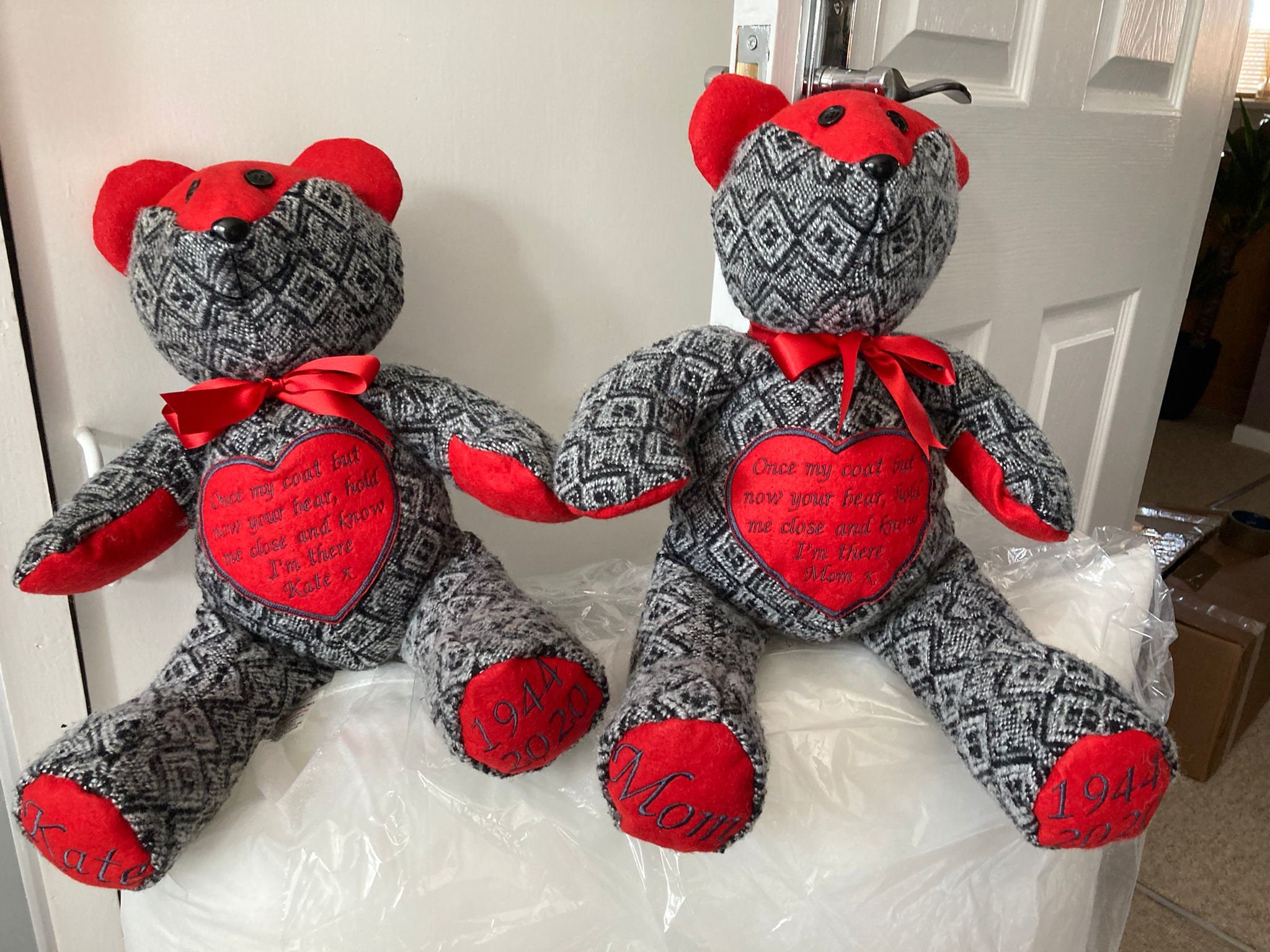 Memory Bear Handmade Personalised Keepsake Remembrance Bereavement