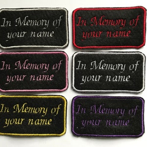 Personalised Memory Patch In Memory of a loved one or friend black patch Embroidery Patch Iron on or Sew on