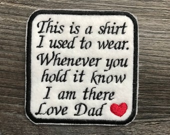 Gepersonaliseerde borduurpatch voor geheugenkussen of beer Dit is een shirt dat ik vroeger droeg, enz. Vierkante patch strijken of naaien