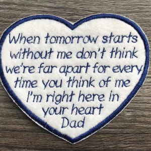 Personalised Heart Shaped Memory Embroidery Patch for a Memory Pillow Cushion or Bear Lovely Keepsake Heart Memories