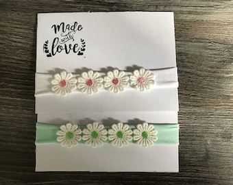 Daisy Flower Headband Pretty Floral Hair Accessory Baby Infant Child White Daises Babies Ideal Photo Prop Wedding - Party Wear etc