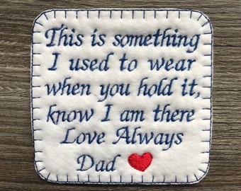 Personalised Memory Embroidery Patch for a Memory Pillow Cushion or Bear  This is something I used to wear Love Always Iron or Sew On