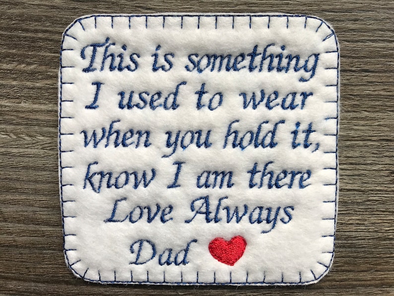 Personalised Memory Embroidery Patch for a Memory Pillow Cushion or Bear This is something I used to wear Love Always Iron or Sew On image 1