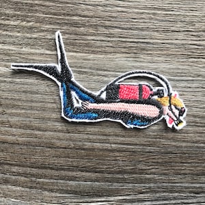 Scuba Diver Diving Under Water Embroidery Patch Iron or Sew on Clothing Clothes Jacket Coat Sweatshirt Shirt Jeans Kit Bag Rucksack Hat