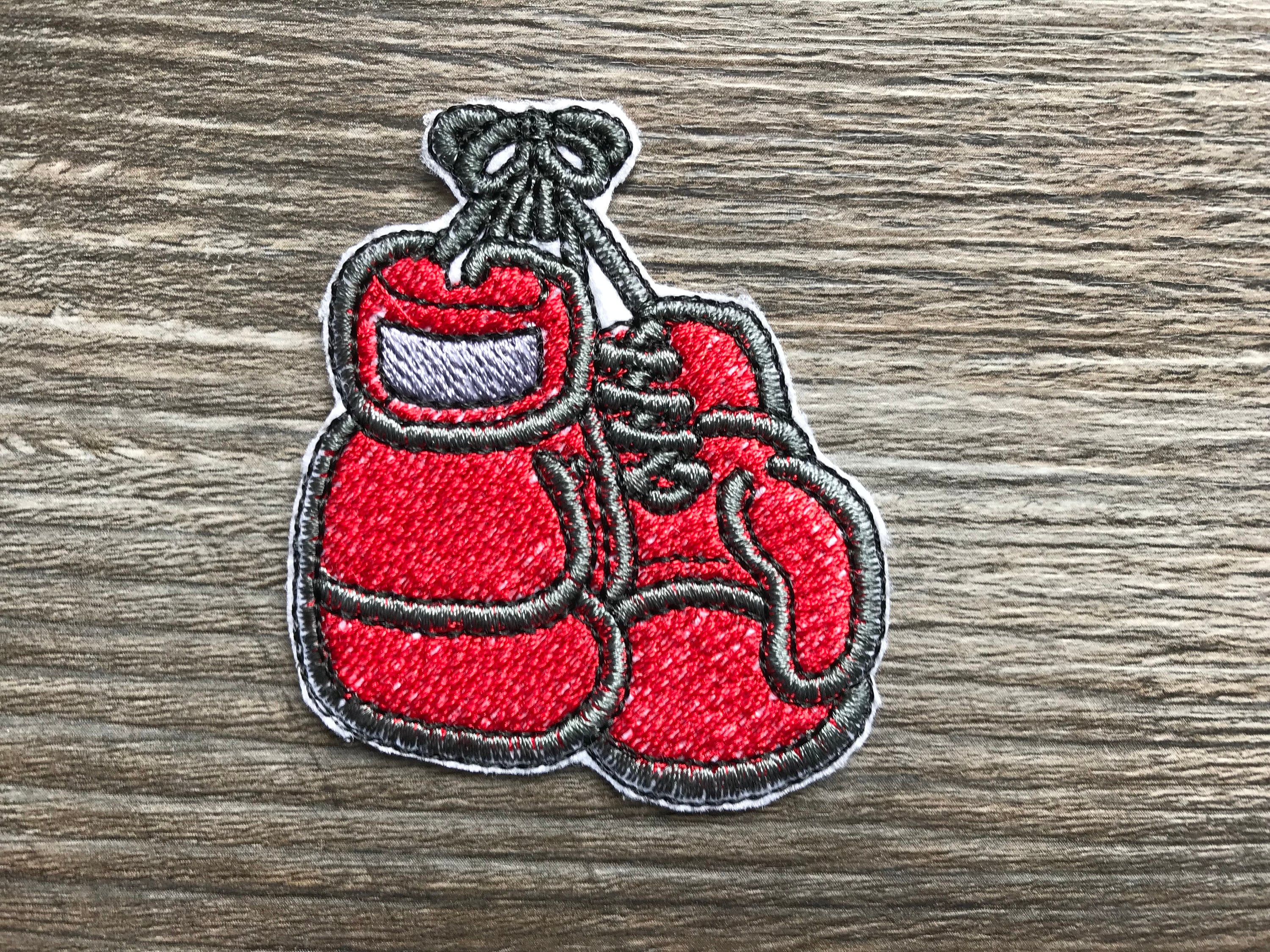 Red Boxing Gloves Boxer Embroidery Patch Iron or Sew on Clothing