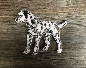 Black White Spotted Dalmatian Dog Embroidery Patch  Iron or Sew on  Clothing Clothes Jacket Coat Sweatshirt Shirt Jeans Bag Rucksack