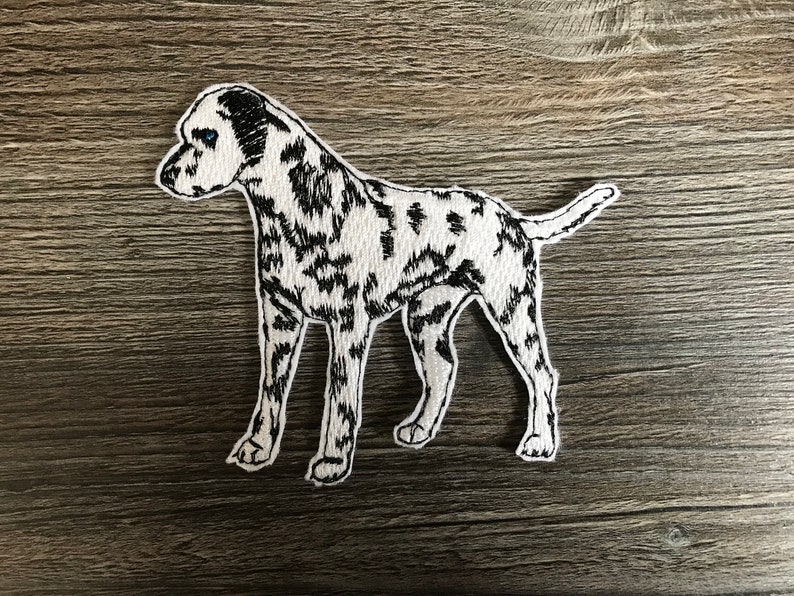 Black White Spotted Dalmatian Dog Embroidery Patch Iron or Sew on Clothing Clothes Jacket Coat Sweatshirt Shirt Jeans Bag Rucksack image 1