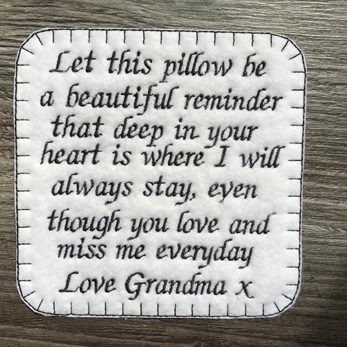 Personalised Memory Embroidery Patch for a Memory Pillow Etsy