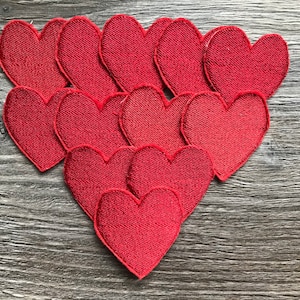 Red Love Heart Embroidery Patch, Iron-On Applique (4.5cm)