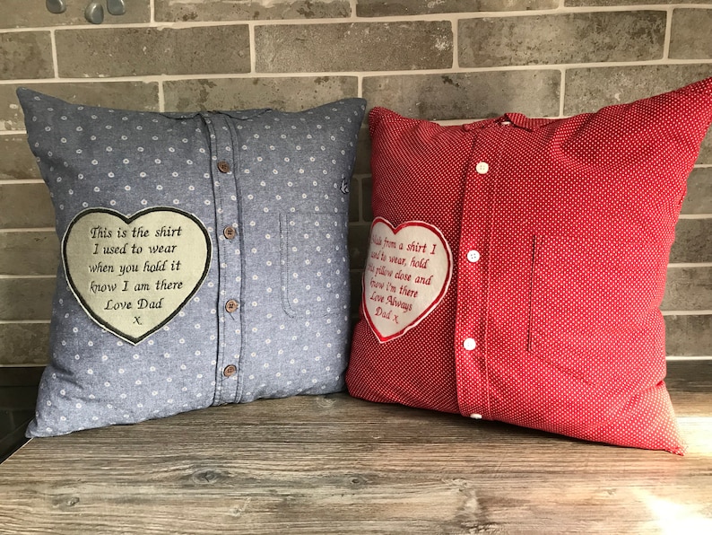 Keepsake Memory Pillow / Cushion Made from a Loved Ones Shirt Personalised - Handmade image 1