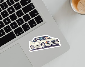 Pegatina pixel art para BMW E36 M3, estilo retro de los 90, troquelada, JDM, estilo clásico europeo.