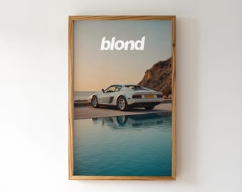 Impresión artística del Ferrari Testarossa blanco con vista al mar (descarga digital)