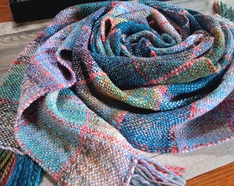 REFLECTION LAKE Handspun, Handwoven Soft Wool Artisan Scarf