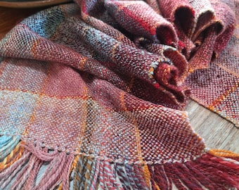FADED ROSES - Handspun, Handwoven Scarf, Timeless, Feminine,  Entirely Unique
