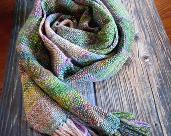 SECRET GARDEN Handwoven Scarf, Wrap up Beautifully in all Seasons with Handspun Handwoven