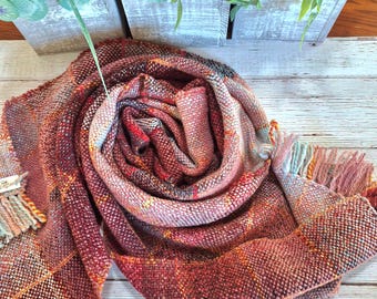 FADED ROSES - Handspun, Handwoven Scarf, Timeless, Feminine,  Entirely Unique