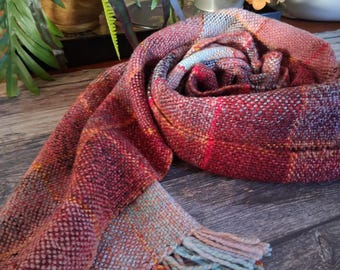 FADED ROSES - Handspun, Handwoven Scarf, Timeless, Feminine,  Entirely Unique