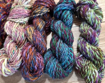 Mini Skein Handspun Bundle of 5 No Limits, Crafting, Scrappy and Colorwork Yarn