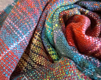 SHERWOOD MISCHIEF -Unique Handwoven, Handspun Artisan Scarf, 13x80 inches