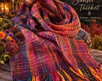 SUNSET THICKET  SCARF-  Slow Fashion Handspun Handwoven Inspired by Earth and Fiber
