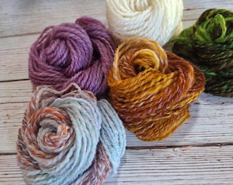 HAPPY DAYS, Handspun Mini Skeins, 5 Skein Bundle, 25-30 yards per skein