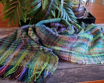 MOSS AND MOONLIGHT,  Handwoven Handspun Soft Wool, Kaleidoscope Slow Fashion