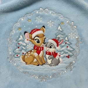 Christmas Deer and Bunny Embroidery Design
