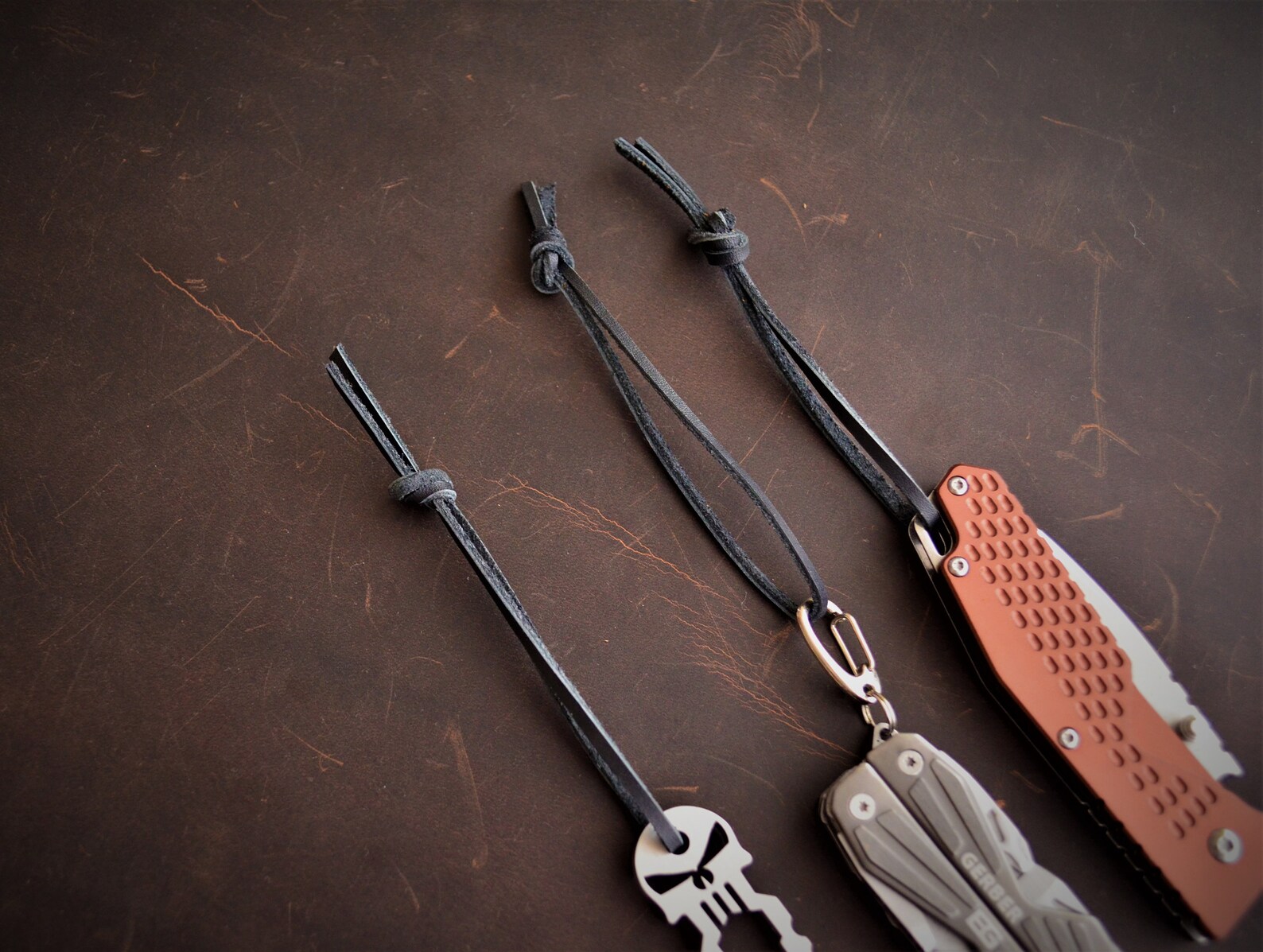 Leather Knife Lanyard, Leather Knife Pull, Knife Leather Cord, Pocket