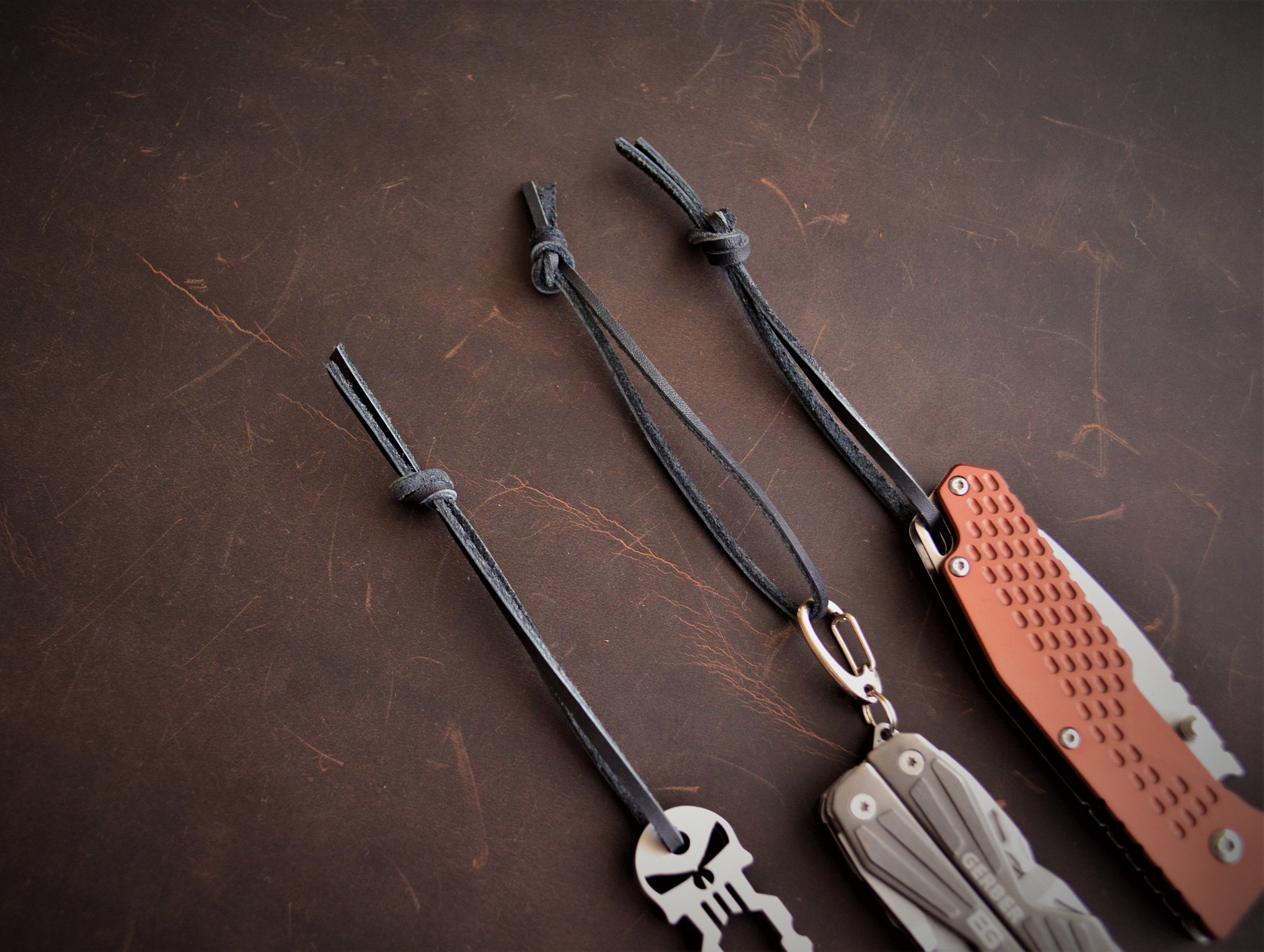 Leather Knife Lanyard, Leather Knife Pull, Knife Leather Cord, Pocket