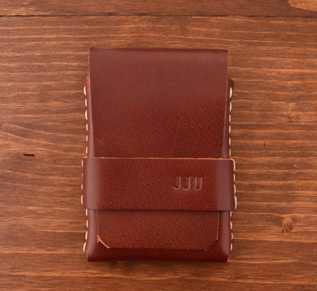 Cordovan Leather Wallet, Leather Card Holder, Front Pocket Wallet, Minimal Flap Wallet, Vertical Wallet, Compact Slim Simple Small Wallet