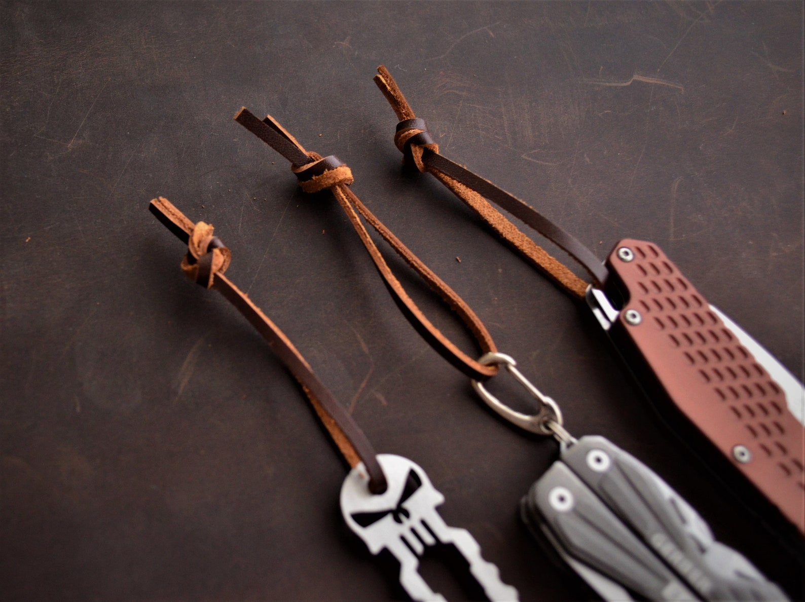 Leather Knife Lanyard, Leather Knife Pull, Knife Leather Cord, Pocket