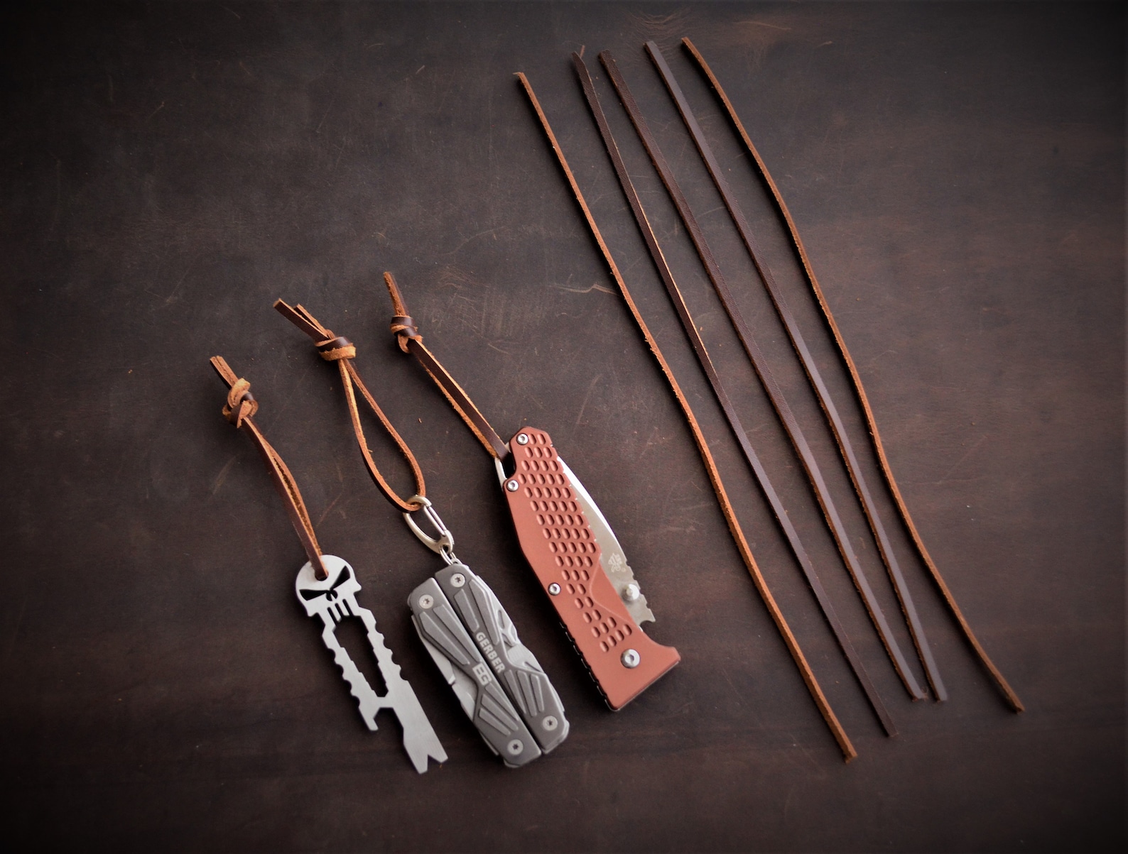 Leather Knife Lanyard, Leather Knife Pull, Knife Leather Cord, Pocket