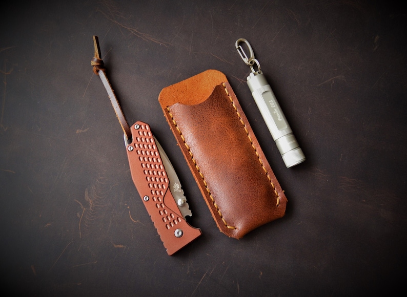 Pocket Knife Sheath, EDC Pouch, EDC Gear, Leather Knife Sheath, Knife Case, Knife Slip, Knife Pouch, EDC Pocket Organizer, Benchmade Proper image 1