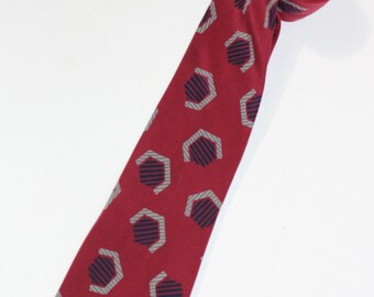 vintage 1980's -LDM- Neck tie for 'Saks Fifth Avenue'. Retro 30's - 40's style 'swing' tie. All Silk - Geometric print. Hand made in Italy