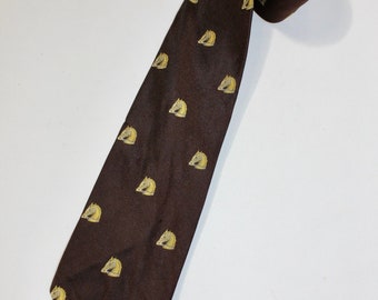 vintage late 1960's -Charvet- Men's neck tie. Jacquard woven. Horse head motif w/ HORSE'S ASS on tail.  All Silk. This a great one!