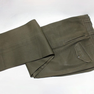 vintage 1940's Men's U.S. Army trousers. Flat front - High back. Olive Green 'elastique' - Wool. 32" Waist