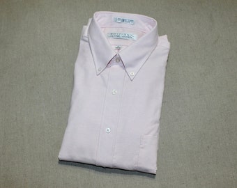 Vintage 1990's -Van Heusen- Long sleeve, button-down collar shirt. 'New Old Stock' Cotton blend Oxford cloth - Pink. Extra Large 17 x 34/35